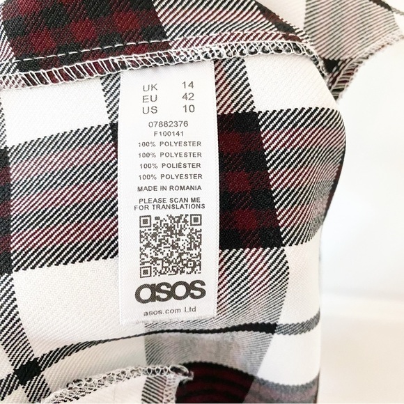 ASOS Check Burgundy Cropped Pants - Picture 11 of 11